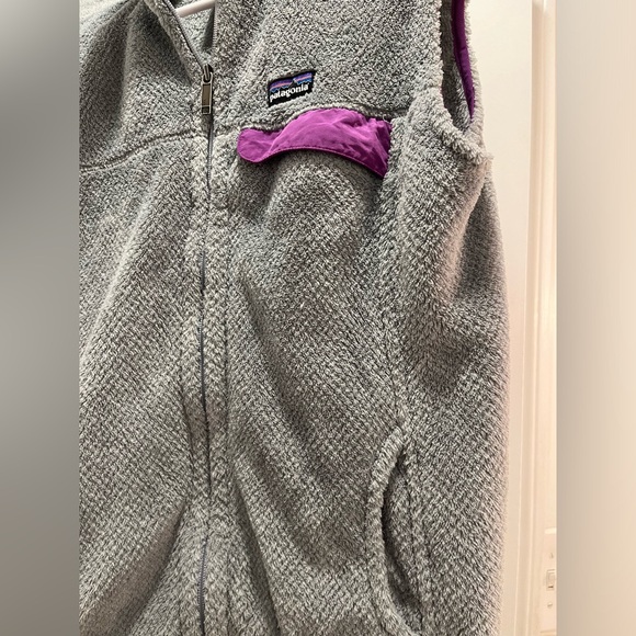 Women's Large Patagonia Re-Tool Fleece Gray Purple Full Zip Polartec Vest - Picture 2 of 4